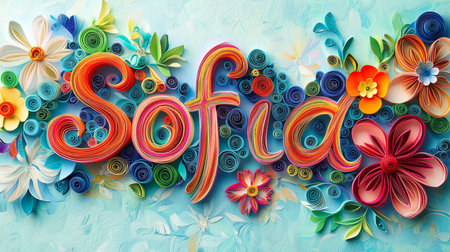 Quilling Paper Art personalized name postcard perfect for decor.の素材