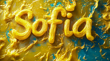 Yellow Slime personalized name postcard perfect for decor.の素材