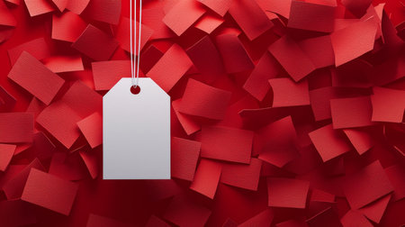 Empty minimalistic product price tag on creative textured background.の素材