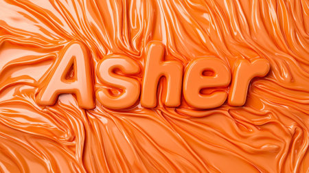 Orange Glossy Surface personalized name postcard perfect for decor.の素材