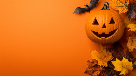 Creative Halloween party background with copy space.の素材