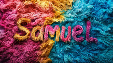 Colorful Fur personalized name postcard perfect for decor.の素材