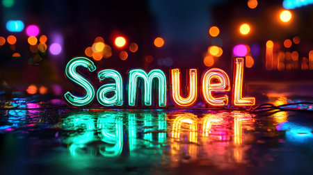 Colorful LED personalized name postcard perfect for decor.の素材