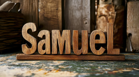 Wooden Oak personalized name postcard perfect for decor.の素材