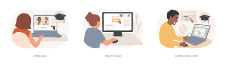 Online teaching features isolated cartoon vector illustrations seのイラスト素材
