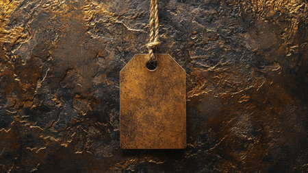 Empty minimalistic product price tag on creative textured background.の素材