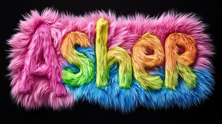 Colorful Fur personalized name postcard perfect for decor.の素材