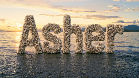 Sunset personalized name postcard perfect for decor.の素材
