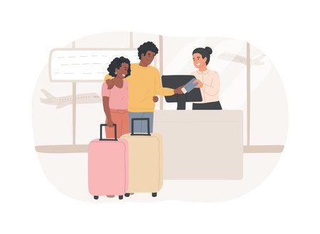 Checking in isolated cartoon vector illustrations.のイラスト素材