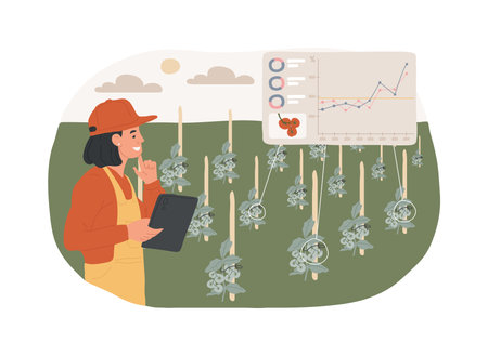 Analytics for crop yield forecast isolated cartoon vector illustrations.のイラスト素材