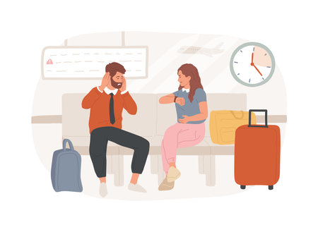 Flight delayed isolated cartoon vector illustrations.のイラスト素材