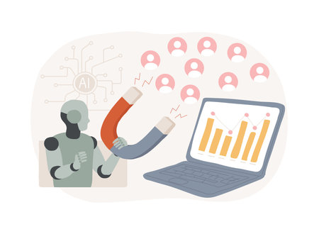 AI-Enhanced Automated Customer Engagement abstract concept vector illustration.のイラスト素材