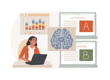 A-B Testing and AI-Refined Marketing abstract concept vector illustration.のイラスト素材