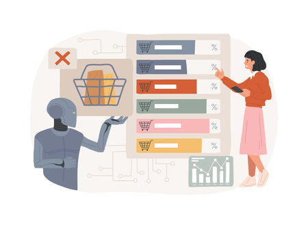 AI-Reduced Cart Abandonment Rates abstract concept vector illustration.のイラスト素材