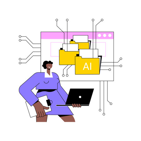 AI-Backed Knowledge Bases for Support abstract concept vector illustration.のイラスト素材