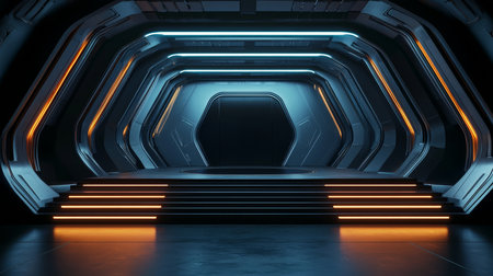 Sci-Fi Noir Abstract Minimalistic Flat Podium.の素材