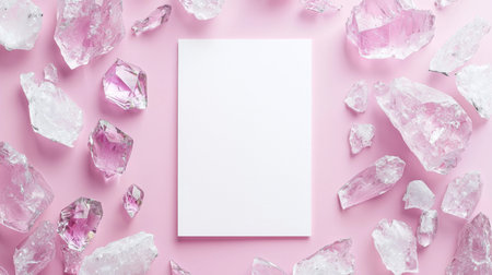 Pink Sapphire Crystal Creative Blank Sheet Design Template.の素材