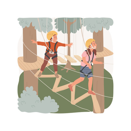 Tree ropes course isolated cartoon vector illustration.のイラスト素材