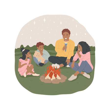 Scary campfire stories isolated cartoon vector illustration.のイラスト素材
