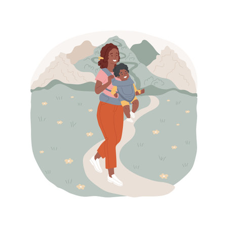 Hiking with a baby isolated cartoon vector illustration.のイラスト素材