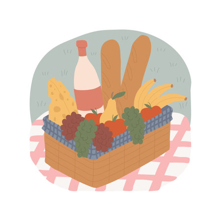 Picnic basket isolated cartoon vector illustration.のイラスト素材