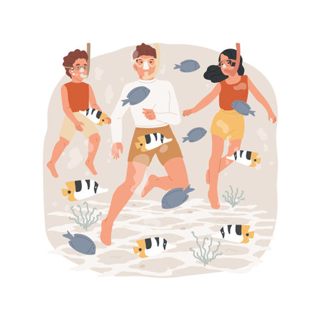 Snorkeling isolated cartoon vector illustration.のイラスト素材