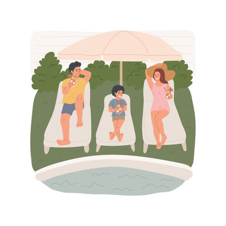 Pool relaxation isolated cartoon vector illustration.のイラスト素材