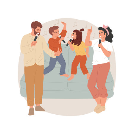 Karaoke night isolated cartoon vector illustration.のイラスト素材