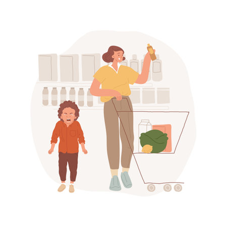 Tantrum at a store isolated cartoon vector illustration.のイラスト素材