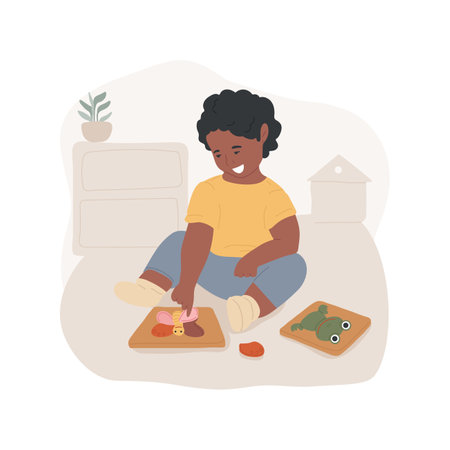 Wooden puzzles isolated cartoon vector illustration.のイラスト素材