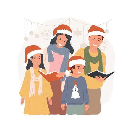 Caroling isolated cartoon vector illustration.のイラスト素材