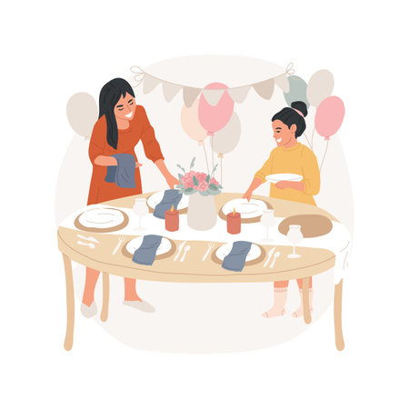 Set the table isolated cartoon vector illustration.のイラスト素材