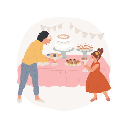 Sweet table isolated cartoon vector illustration.のイラスト素材