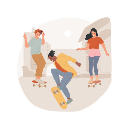 Skateboarding isolated cartoon vector illustration.のイラスト素材