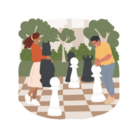 Giant street chess isolated cartoon vector illustration.のイラスト素材