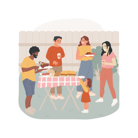 Neighbors meeting isolated cartoon vector illustration.のイラスト素材