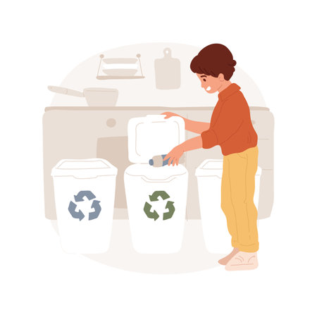 Trash sorting at home isolated cartoon vector illustration.のイラスト素材