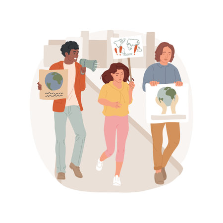 Climate march isolated cartoon vector illustration.のイラスト素材