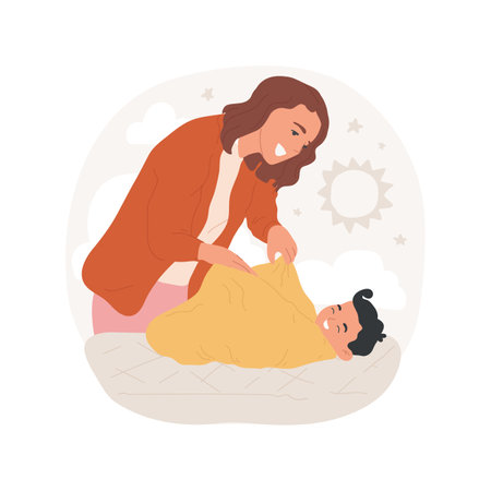Swaddling isolated cartoon vector illustration.のイラスト素材