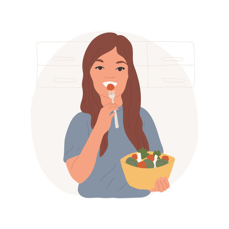 Eating salad isolated cartoon vector illustration.のイラスト素材