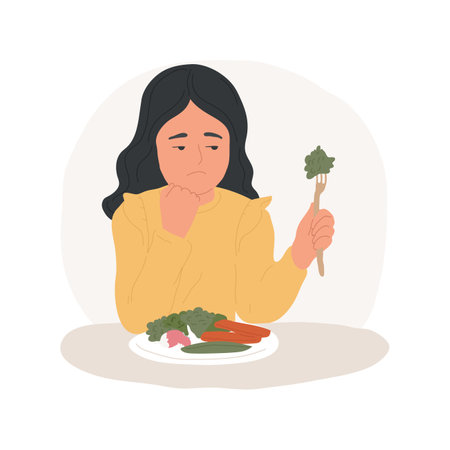 Unhappy about diet isolated cartoon vector illustration.のイラスト素材