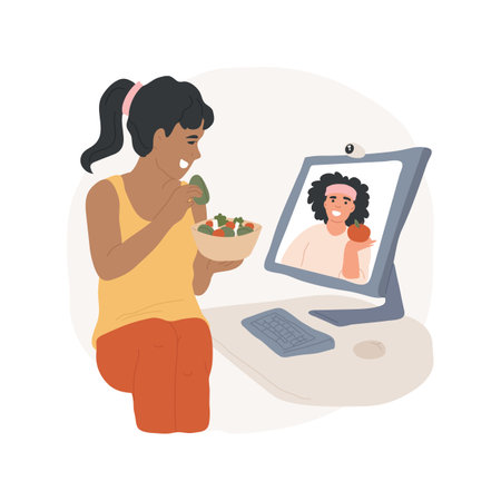 Online diet program isolated cartoon vector illustration.のイラスト素材