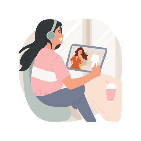 Watching style vlog isolated cartoon vector illustration.のイラスト素材