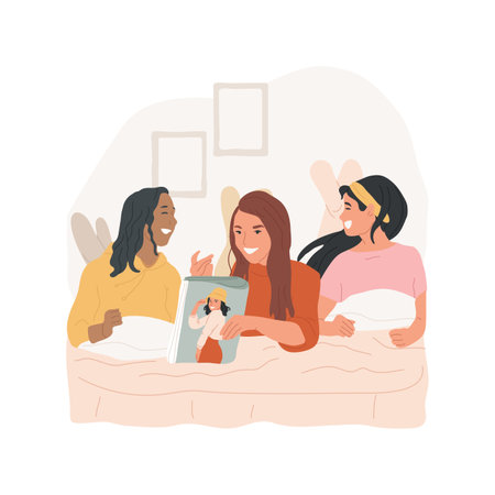Reading fashion magazines isolated cartoon vector illustration.のイラスト素材