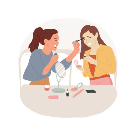 Doing makeup isolated cartoon vector illustration.のイラスト素材