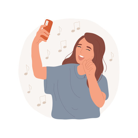 Singing video isolated cartoon vector illustration.のイラスト素材
