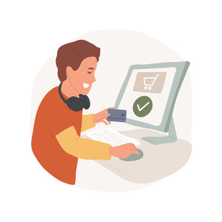 Paying online isolated cartoon vector illustration.のイラスト素材