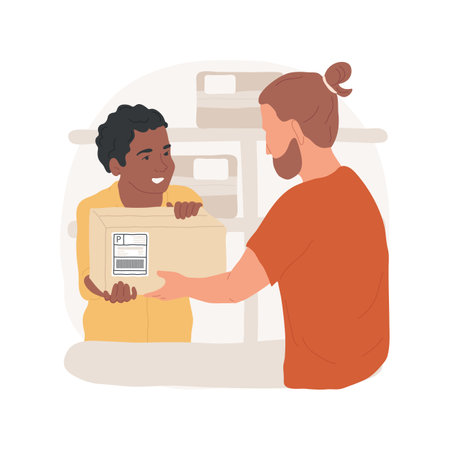 Bring package to the post office isolated cartoon vector illustration.のイラスト素材