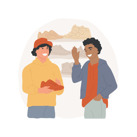 Boys shopping isolated cartoon vector illustration.のイラスト素材