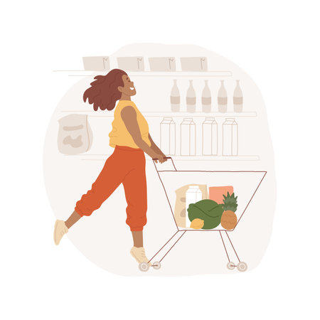 Shopping alone isolated cartoon vector illustration.のイラスト素材